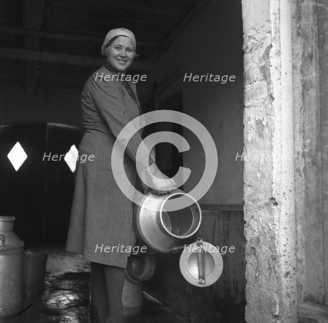 Immigrant farm worker from Estonia in Sweden, 1946. Artist: Otto Ohm