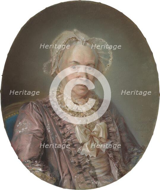 An Elderly Lady in a Mauve Silk Dress, 1767. Creator: Claude Bornet.
