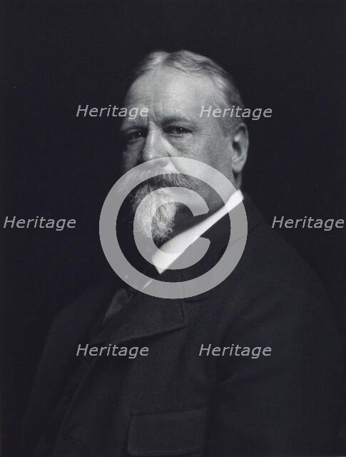 Man with mustache and goatee, facing left, half-length portrait, c1900. Creator: F. Gercher.