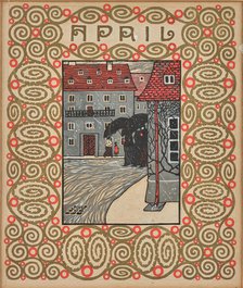 Walk in the rain. Monthly newsletter: April. Creator: Krenek, Carl (1880-1949).