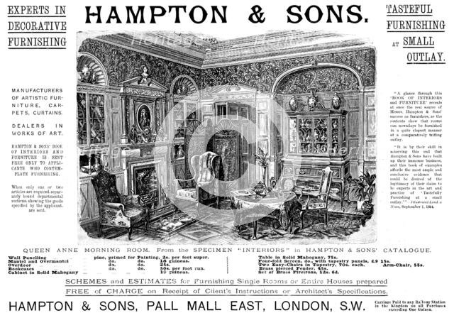 Advertisement for Hampton & Sons, furniture, 1895. Creator: Unknown.