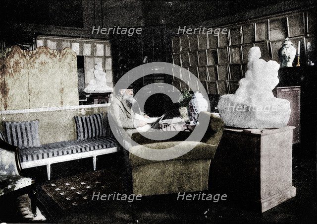 'Auguste Rodin Among His Books At 77 Rue De Varenne', c1900. Artist: Unknown.