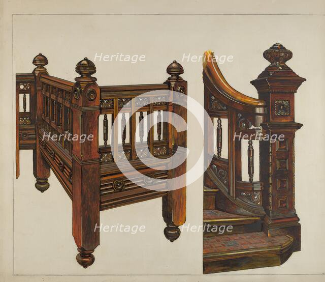 Stairway Balustrade, c. 1937. Creator: Florence Truelson.