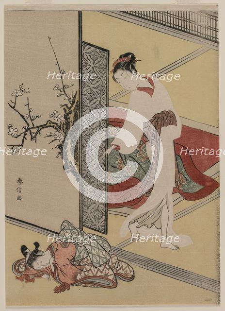 Courtesan and Sleeping Attendant, late 1760s. Creator: Suzuki Harunobu (Japanese, 1724-1770).
