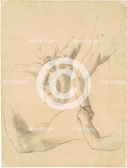 Studies for "Two Classical Male Figures Wrestling", 1919-1920. Creator: John Singer Sargent.