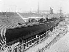 U.S.S. Ericsson in dry dock, Brooklyn Navy Yard, between 1897 and 1901. Creator: Unknown.