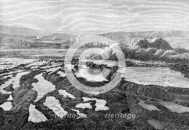 The Yellowstone Lake Region of North America: Upper Fire-Hole, From "Old Faithful", 1874. Creator: Unknown.