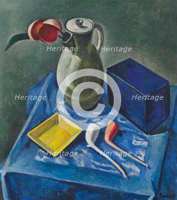 Still life with jug, tin and pipes, 1931. Creator: Kanoldt, Alexander (1881-1939).