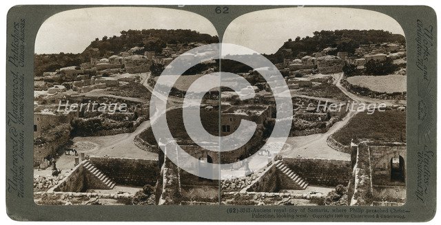 Ancient royal city of Samaria, where Philip preached Christ, looking west, Palestine, 1900.Artist: Underwood & Underwood