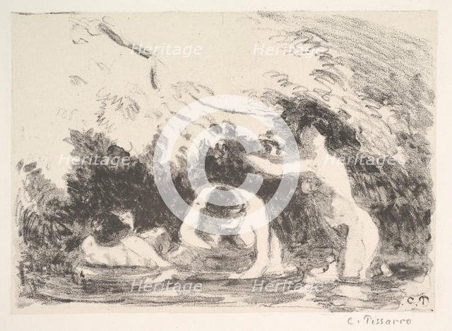 Bathers in the Shade of Wooded Banks, 1894. Creator: Camille Pissarro.