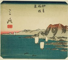 Mishima, section of sheet no. 3 from the series "Cutout Pictures of the Tokaido...", c. 1848/52. Creator: Ando Hiroshige.