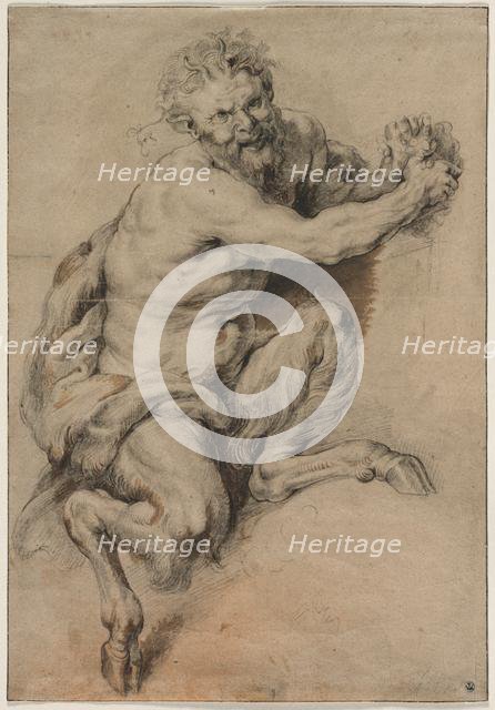 A Faun Grasping a Bunch of Grapes, after 1616/18. Creator: Peter Paul Rubens (Flemish, 1577-1640), studio of.