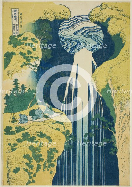 Amida Falls in the Far Reaches of the Kisokaido (Kisoji no oku Amidagataki), from..., c. 1833. Creator: Hokusai.