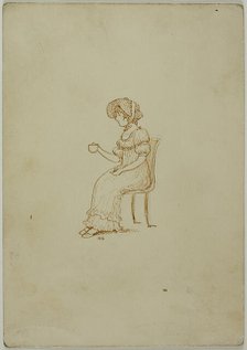 Seated Girl Holding Tea Cup, 1866-1901. Creator: Catherine Greenaway.