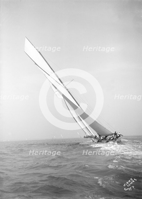 The 19-metre 'Norada' sailing close-hauled, 1911. Creator: Kirk & Sons of Cowes.