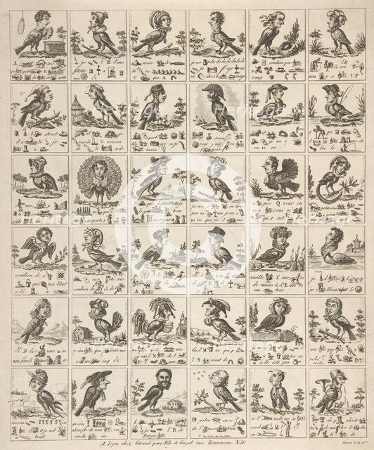 Sheet of Rebuses with Birds with Human Heads, ca. 1834., ca. 1834. Creator: Anon.