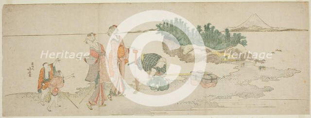 Visitors to Enoshima, Japan, c. 1801/04. Creator: Hokusai.