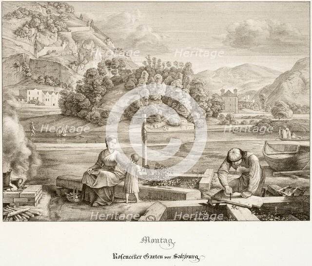 Monday: Rosenecker Garden before Salzburg, 1823. Creator: Ferdinand Olivier.
