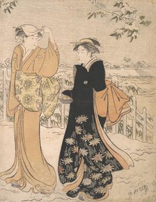 Two Women on Matsuchi Hill Edo, ca. 1784. Creator: Torii Kiyonaga.