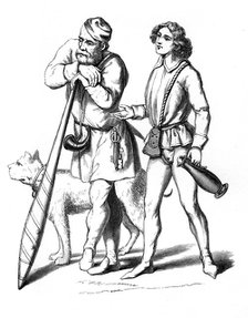 An English gatekeeper (1480) and domestic servant (1475), 15th century (1849). Artist: Unknown