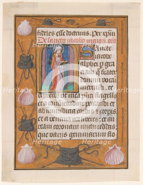 Manuscript Leaf with Saint James the Greater, from a Book of Hours, ca. 1500. Creator: Unknown.