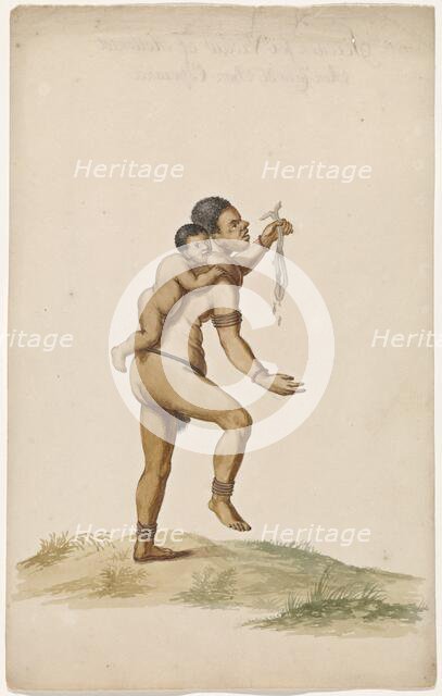 Khoikhoi woman with infant, c.1675-c.1725.  Creator: Anon.