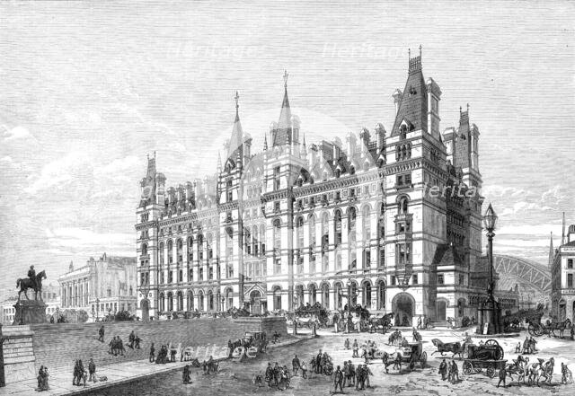 New railway hotel at the London and North-Western Terminus, Lime-Street, Liverpool, 1870. Creator: Unknown.
