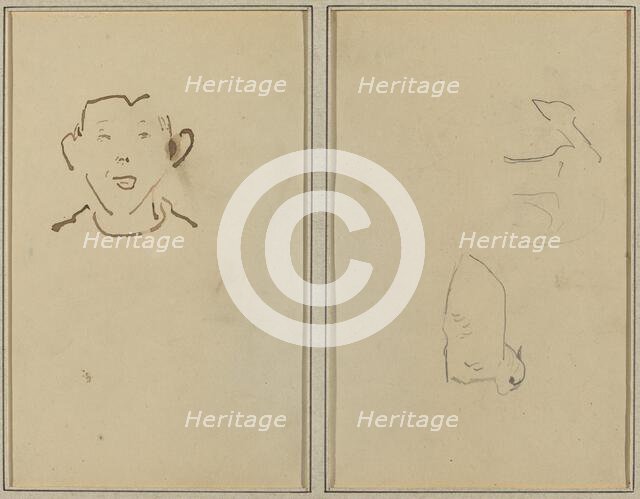 Boy's Face; Two Sheep [verso], 1884-1888. Creator: Paul Gauguin.