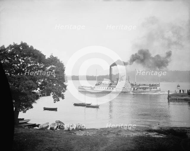 Str. Mt. Washington leaving wharf at Weirs, Lake Winnipesaukee, N.H., (1906?). Creator: Unknown.