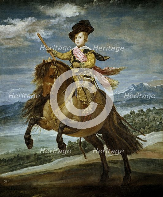 Equestrian Portrait of Prince Balthasar Charles, c. 1635. Artist: Velàzquez, Diego (1599-1660)