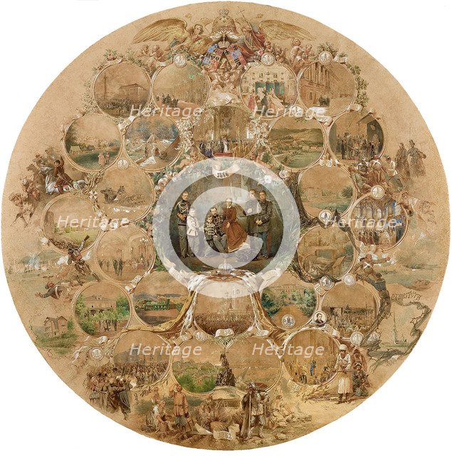 Composition to the celebration of the silver wedding of Emperor Alexander II, 1866. Artist: Zichy, Mihály (1827-1906)