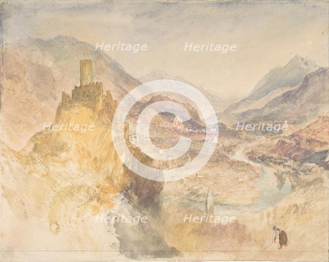 Chatel Argent and the Val d'Aosta from above Villeneuve, 1836. Creator: JMW Turner.
