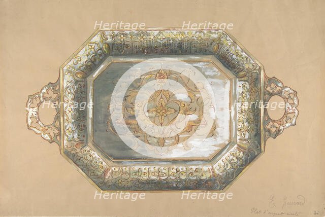 Design for an Embossed Silver Platter, 19th century. Creator: Anon.