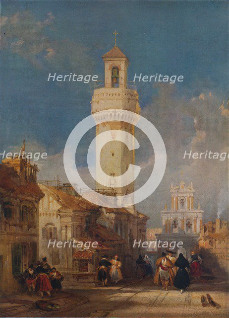 'The Tower of the Church of San Nicolás de la Villa, Córdoba', 1834. Artist: David Roberts.