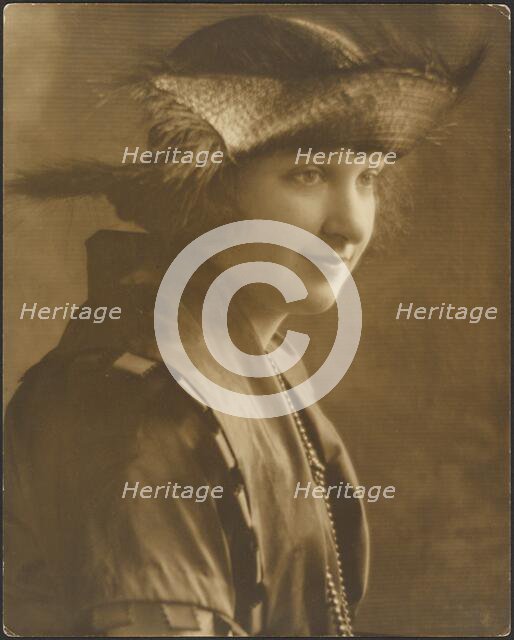 Portrait of a Woman in Straw Hat, about 1921. Creator: Louis Fleckenstein.