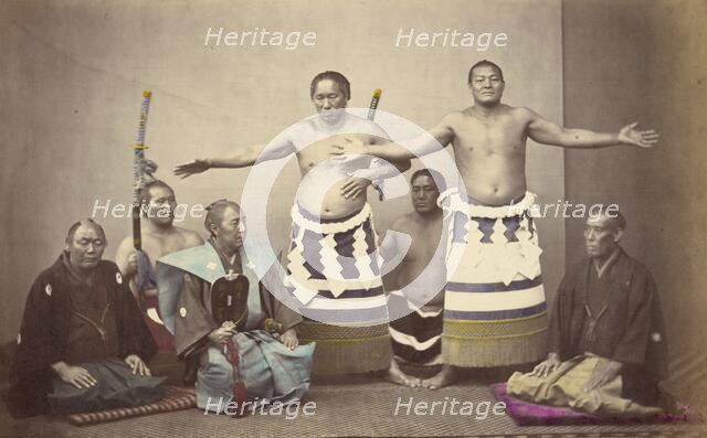 Representatives of Nio, the Japanese Hercules, 1866-1867. Creator: Felice Beato.