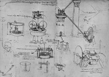 'Studies of Suction Pumps, Archimedes Tubes, Etc.', c1480 (1945). Artist: Leonardo da Vinci.