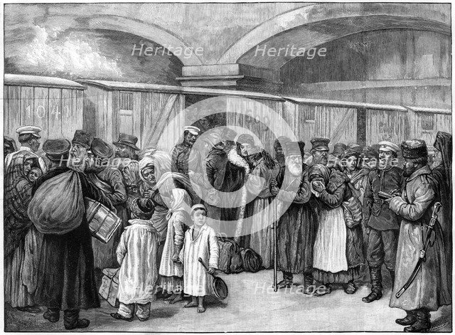 The Baltic Railway Station, expulsion of Jews from St Petersburg, Russia, 1891.Artist: B Baruch