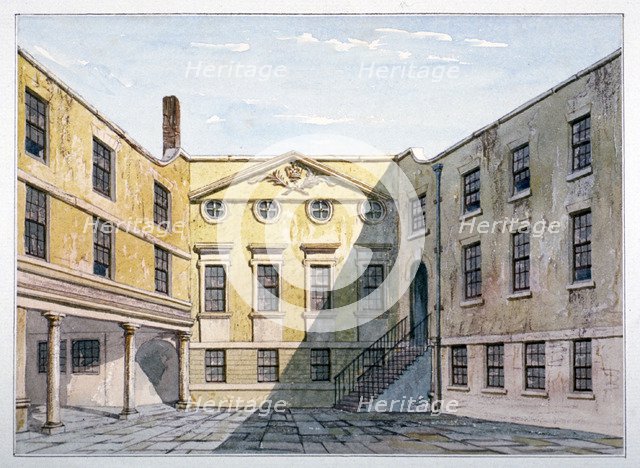 Interior Court of the Apothecaries' Hall, City of London, 1830.                                      Artist: Anon