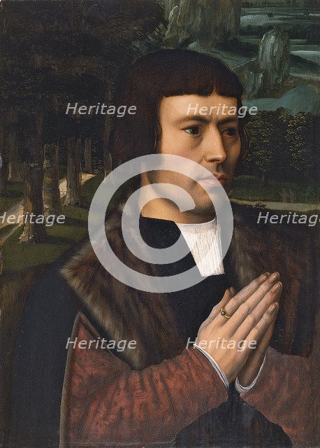Portrait of a Man praying. Artist: Benson, Ambrosius (1495-1550)