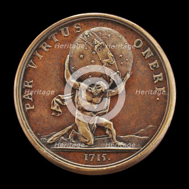 Atlas Supporting the Heavens [reverse], 1715. Creator: Jean Le Blanc.