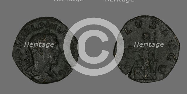 Sestertius (Coin) Portraying Philip the Arab, 244-249. Creator: Unknown.