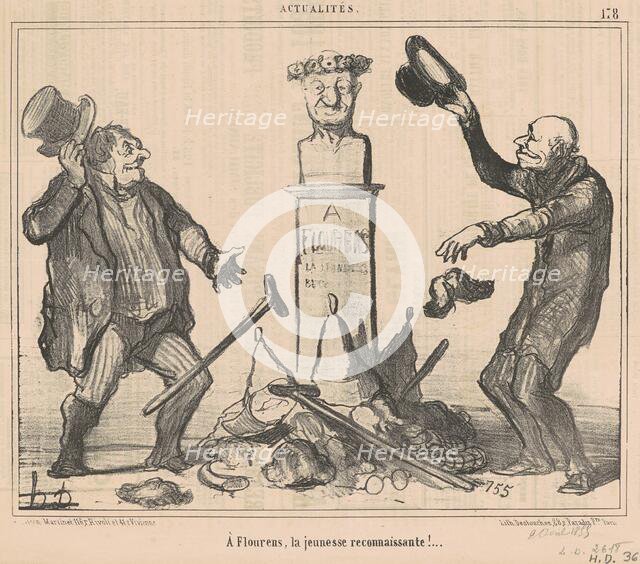 A Flourens, la jeunesse reconnaissante!, 19th century. Creator: Honore Daumier.