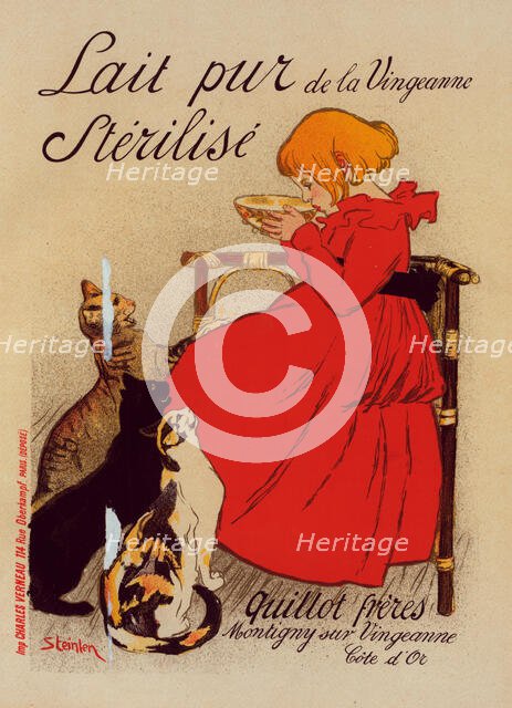 Affiche pour le "Lait pur stérilisé de la Vingeanne"., c1897. Creator: Theophile Alexandre Steinlen.