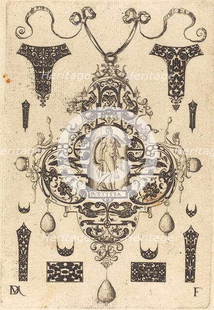 Large Pendant, Justice Standing at Centre, 1593. Creator: Daniel Mignot.