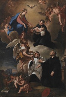 The Holy Ghost, Angels and the Virgin with Saints Mark, Stanislau Kostka..., 1703-1802. Creators: Nicola Grassi, Antonio Balestra.