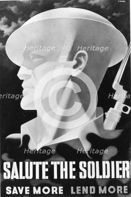 National Savings Poster, Salute the soldier, save more, lend more, 1944. Artist: Unknown