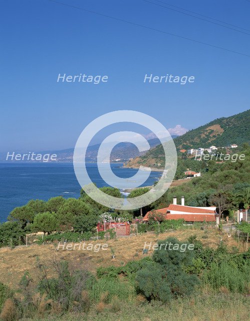 View east along the north coast near Cefalu, Sicily, Italy. 