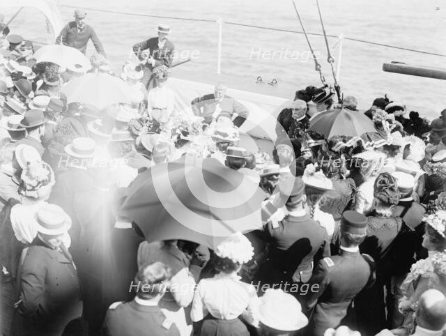 U.S.S. Kentucky, presentation of silver service, 1900 or 1901. Creator: Unknown.