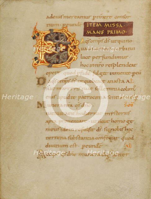 Decorated Initial D; Sacramentary, first quarter of 11th century. Creator: Unknown.